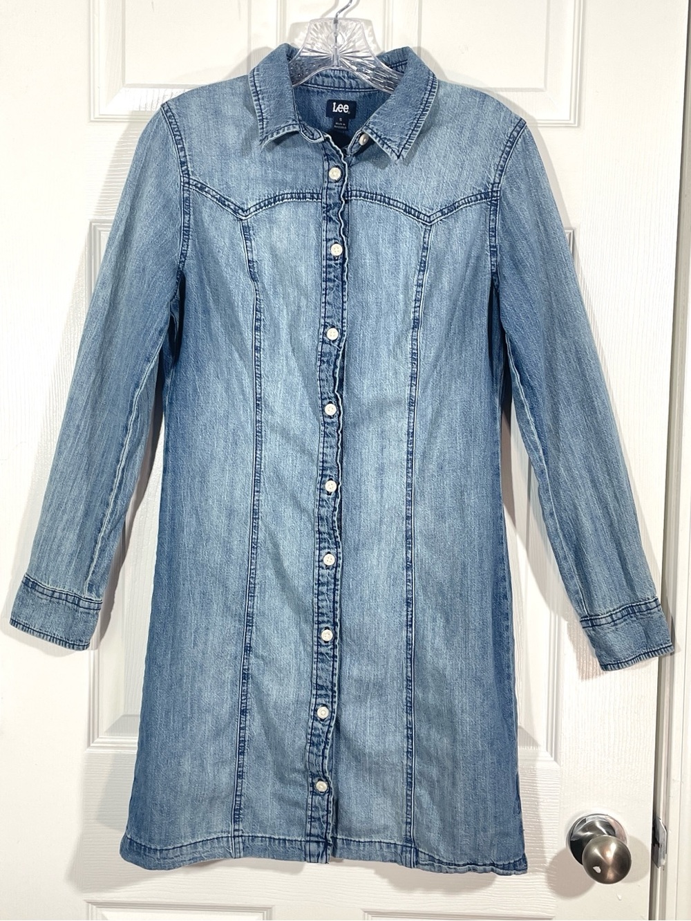 Lee Denim Button Front Shirt Dress Size Small Western Style